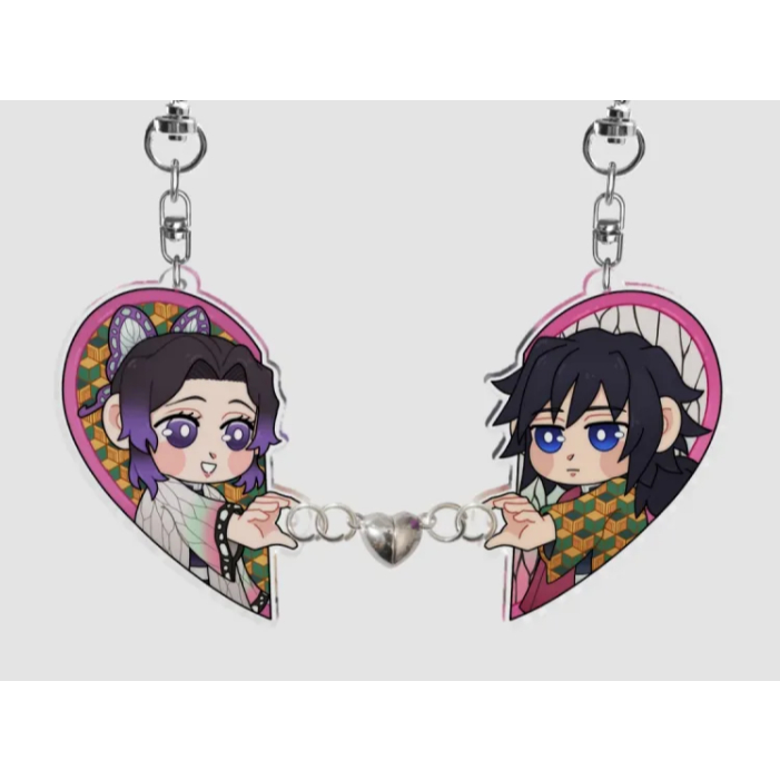 Shinobu & Giyuu magnetic heart keychains suong decoshop