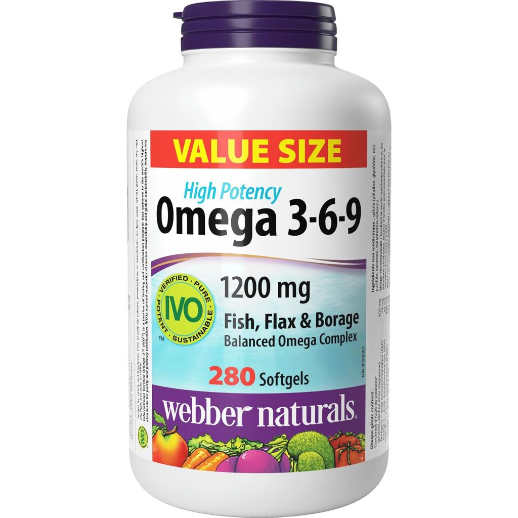 Thực Phẩm Bảo Vệ Sức Khoẻ Omega 3-6-9 High Protency 1200 mg Webber Natural 280 Viên
