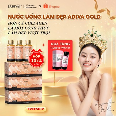 Combo 3 Hộp Nước Uống Làm Đẹp Collagen ADIVA Gold 42 Chai Hỗ Trợ Đẹp Da, Chống Lão Hóa Toàn Diện