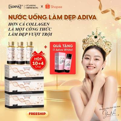 Combo 3 Hộp Nước Uống Làm Đẹp Collagen ADIVA 42 Chai Hỗ Trợ Đẹp Da Chống Lão Hóa Toàn Diện