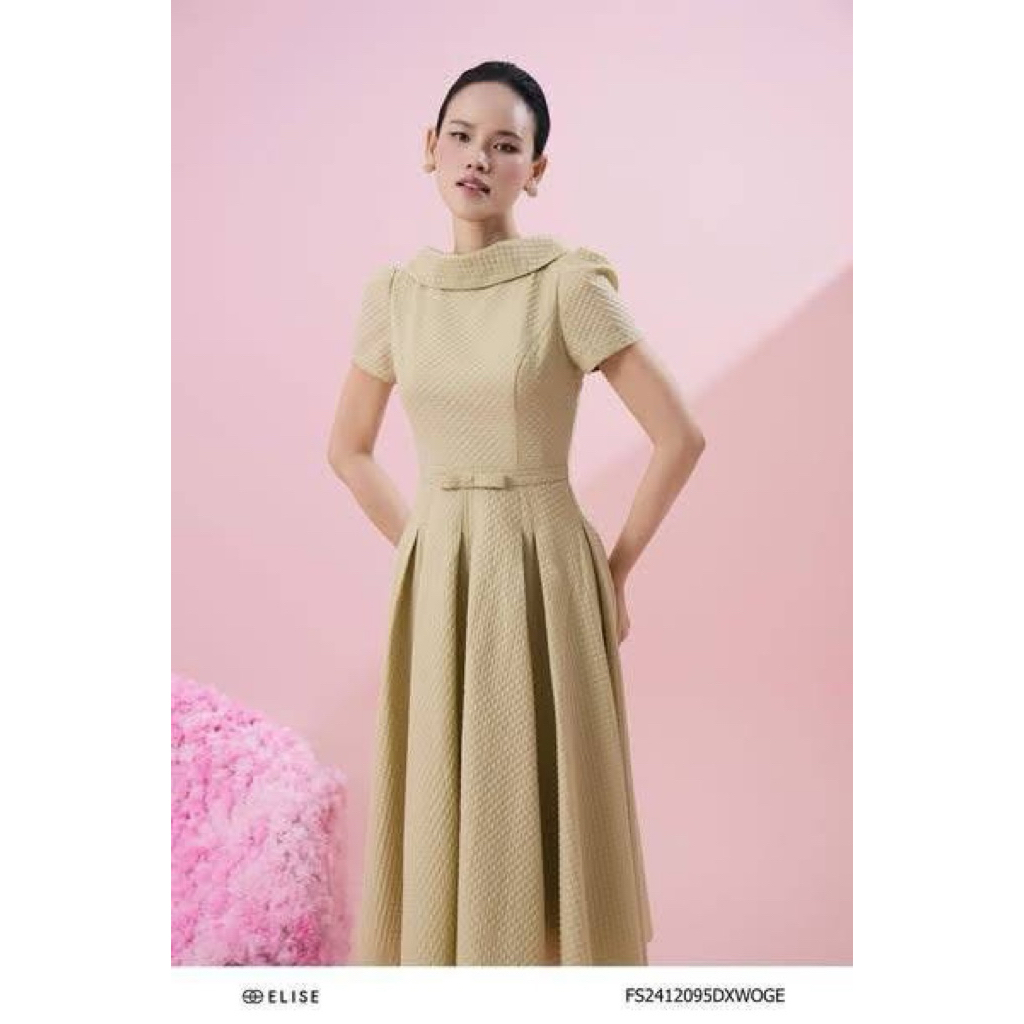 Đầm xanh cổ tròn Elise size M