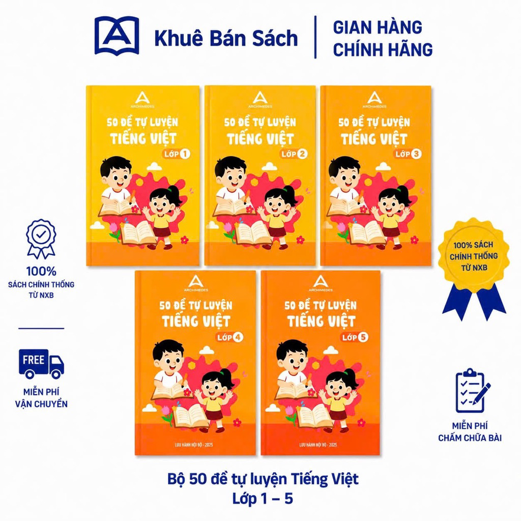 Sách - 50 Đề Tự Luyện TIẾNG VIỆT Lớp 1,2,3,4,5 Trường Archimedes