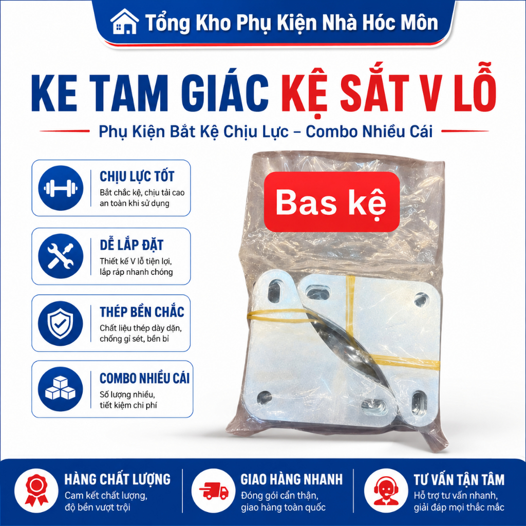 Ke Tam Giác Kệ Sắt V Lỗ – Phụ Kiện Bắt Kệ Chịu Lực – Combo Nhiều Cái