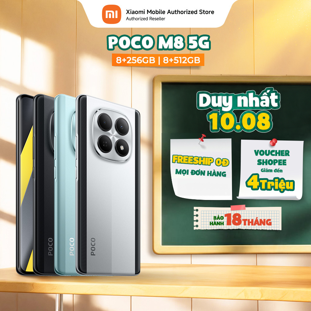 [New Version] Điện thoại POCO M8 5G (8+256GB | 8+512GB) | Màn Flow AMOLED 6.77" 120Hz | Snapdragon 6 Gen 3 | Camera 50MP