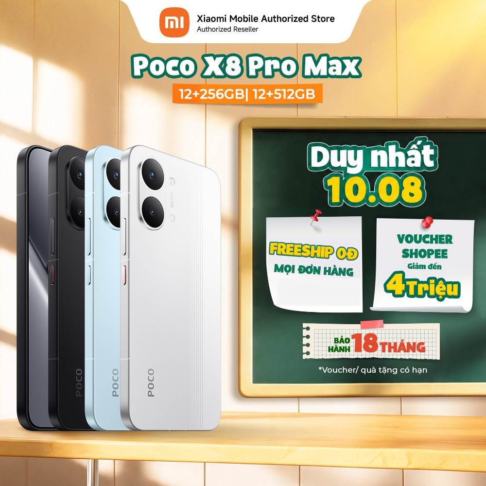 Điện thoại POCO X8 Pro Max (12+256GB| 12+512GB) - AMOLED 6.83" | MTK D9500s | 50+8MP/20MP | 8500mAh