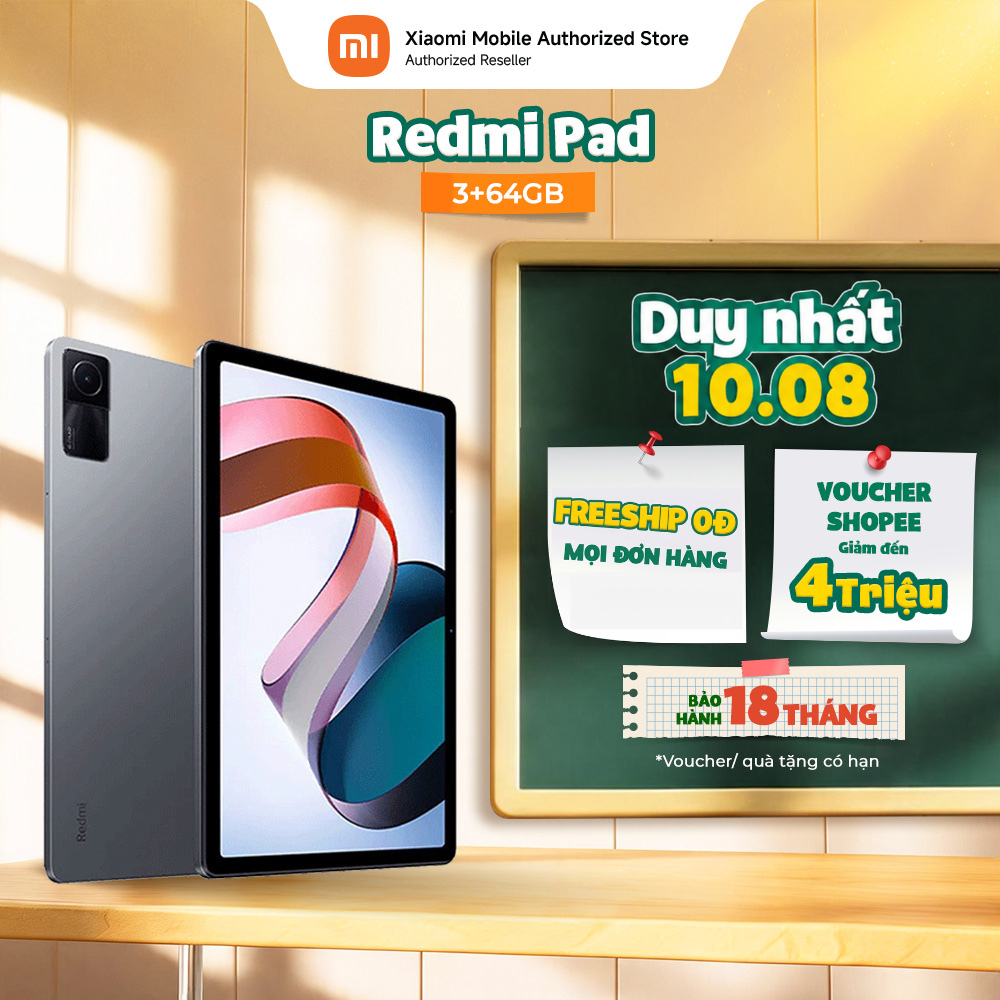 Máy tính bảng Redmi Pad (3+64GB) | Màn hình LCD IPS 10.61" 90Hz 2K | MediaTek Helio G99 | Pin 8000mA