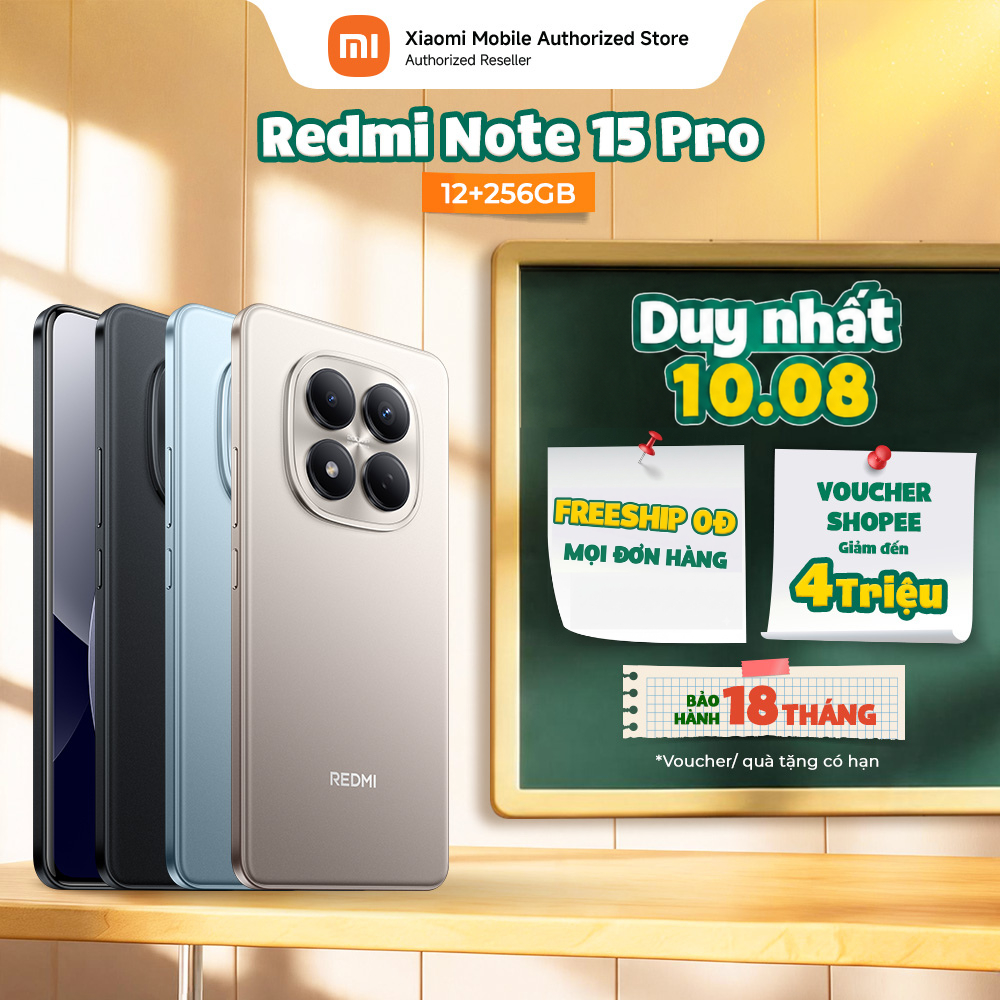 Điện thoại Redmi Note 15 Pro (12+256GB) | Màn 6,77" FHD+ bảo vệ mắt | MTK Helio G200-Ultra | Camera 200MP | 6500mAh