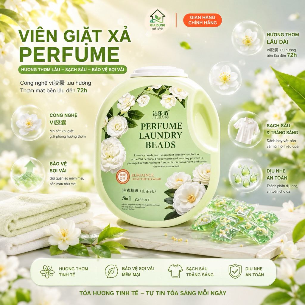 Combo 168 viên giặt Perfume hương hoa trà sơn 5in1 làm sạch mạnh 12 lần giữ mùi thơm lâu
