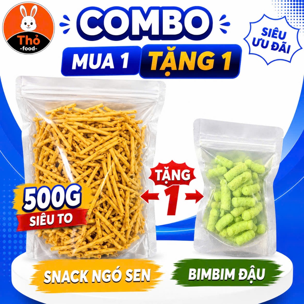 Snack ngó sen gói 500g đậm vị giòn rụm , ăn vặt tuổi thơ , bimbim ngó sen , shop thỏ food