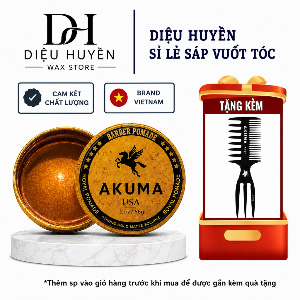 Sáp Vuốt Tóc Nam Akuma 56g,Wax Tạo Kiểu Tóc,Gôm Xịt Tóc Akuma,Xịt Tạo Phồng,Xịt Giữ Nếp (Chính Hãng)