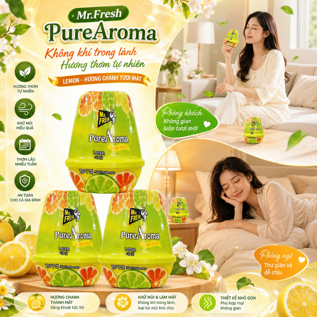 Bộ 3 Sáp thơm cao cấp Mr.fresh Hương Hồng