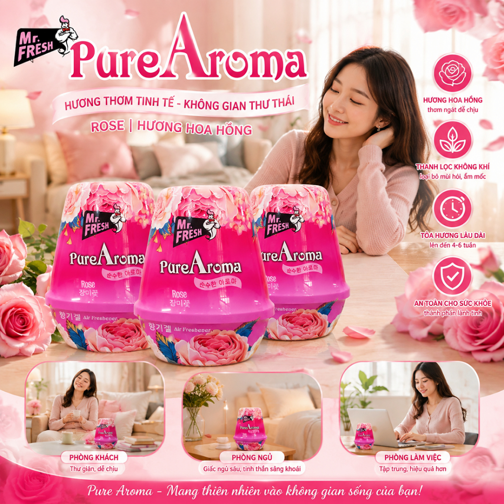 Bộ 3 Sáp thơm cao cấp Mr.fresh Hương Hồng