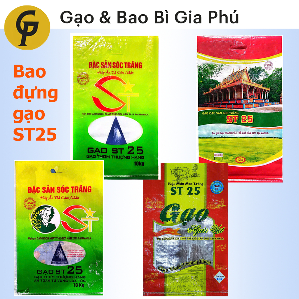 [Bao đựng gạo] ST25 Sóc Trăng Loại 5/10/25kg- Hàng cty, mẫu đẹp, dày chắc