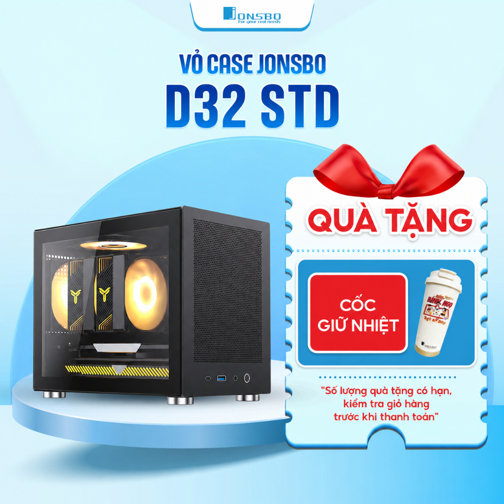 Vỏ Case PC JONSBO D32 PRO Black – Hỗ trợ Micro-ATX, ITX | Mặt Kính | Radiator 240mm | GPU 365mm