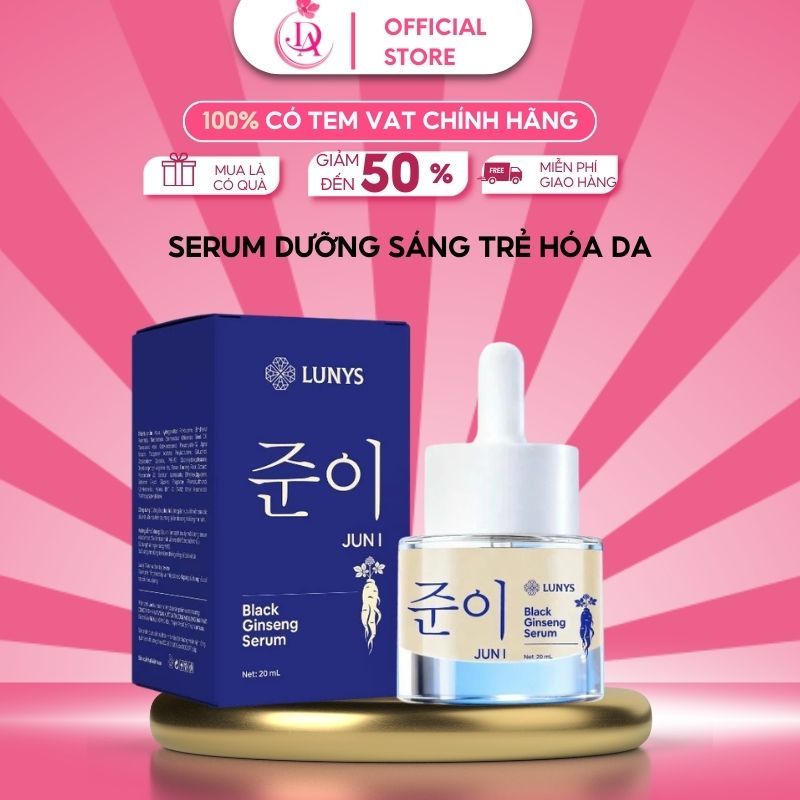 Serum Dưỡng Trắng Trẻ Hóa Da LUNYS Black Ginseng Serum JUNI 20ml – Serum Ginseng Mờ Thâm Nám, Trắng 