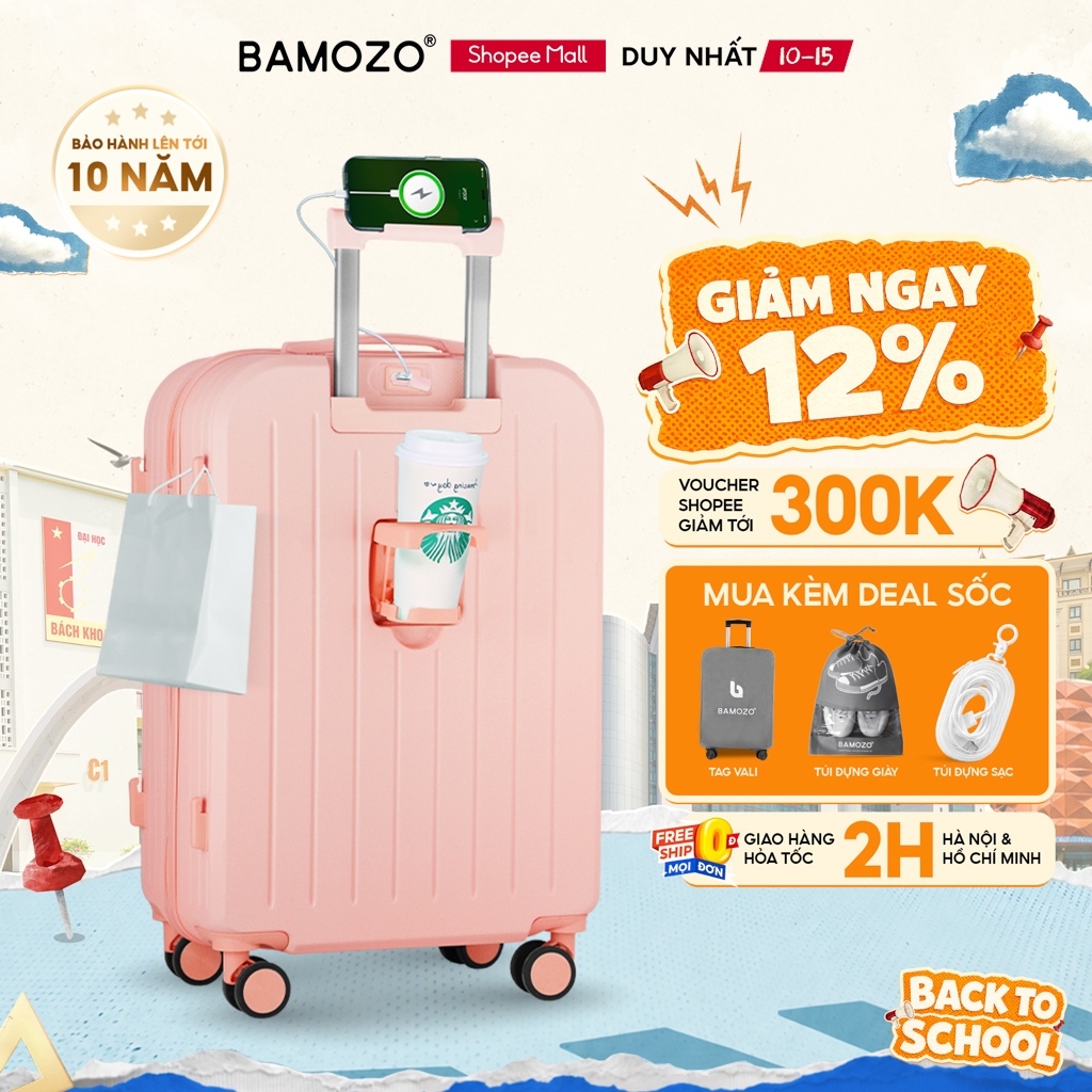 [Hannah Olala x Bamozo] Vali Du Lịch Bamozo 8812 Thời Trang Size 20/24 Cao Cấp_8812