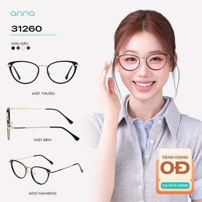 [BACK TO SCHOOL] Gọng kính mắt thời trang nữ ANNA dáng mắt mèo chất liệu kim loại trendy chắc chắn OL 31260