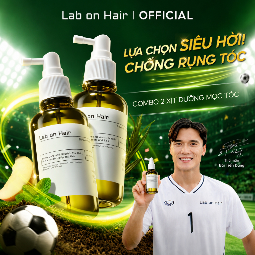 Combo xịt mọc tóc Lab on Hair 160ml xịt dưỡng tóc với giấm táo kích thích mọc tóc Rụng Tóc