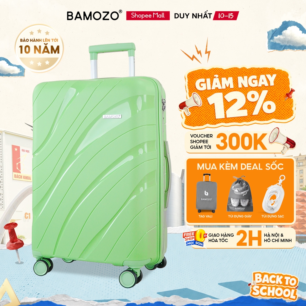 Vali Kéo Du Lịch Bamozo Nancy Size 20/24/28 Nhựa PP Cao Cấp Chống Vỡ_Nancy