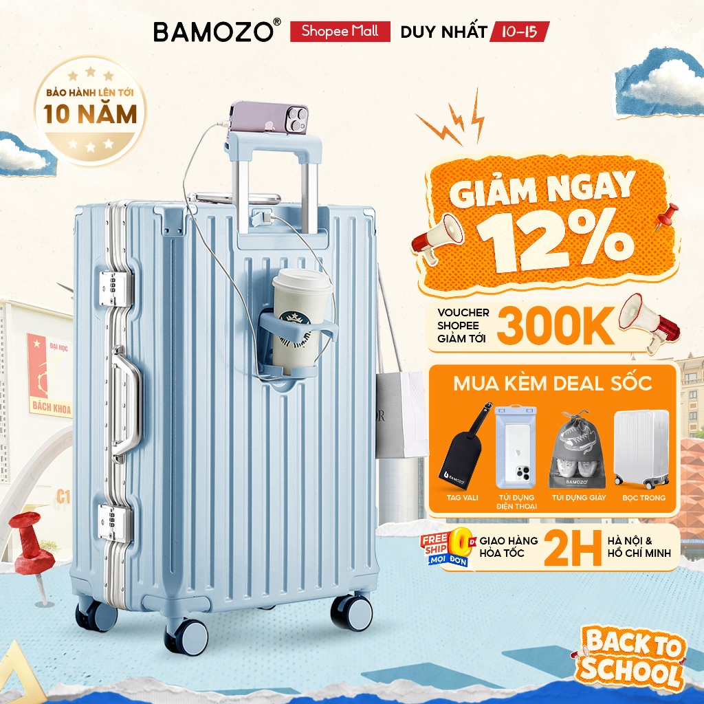 HỎA TỐC Vali Khung Nhôm Bamozo 9066 Size 28 Cao Cấp Bo 4 Góc Chống Va Đập_9066