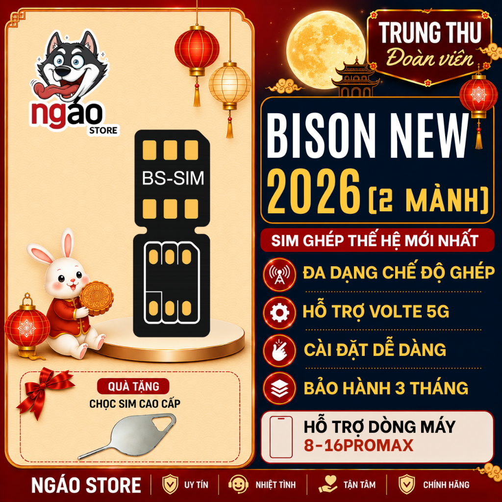 Sim ghép IP Lock Bison New 2026 – Hỗ trợ 8–16 Pro Max – Không kén iOS 26 – Fix full lỗi