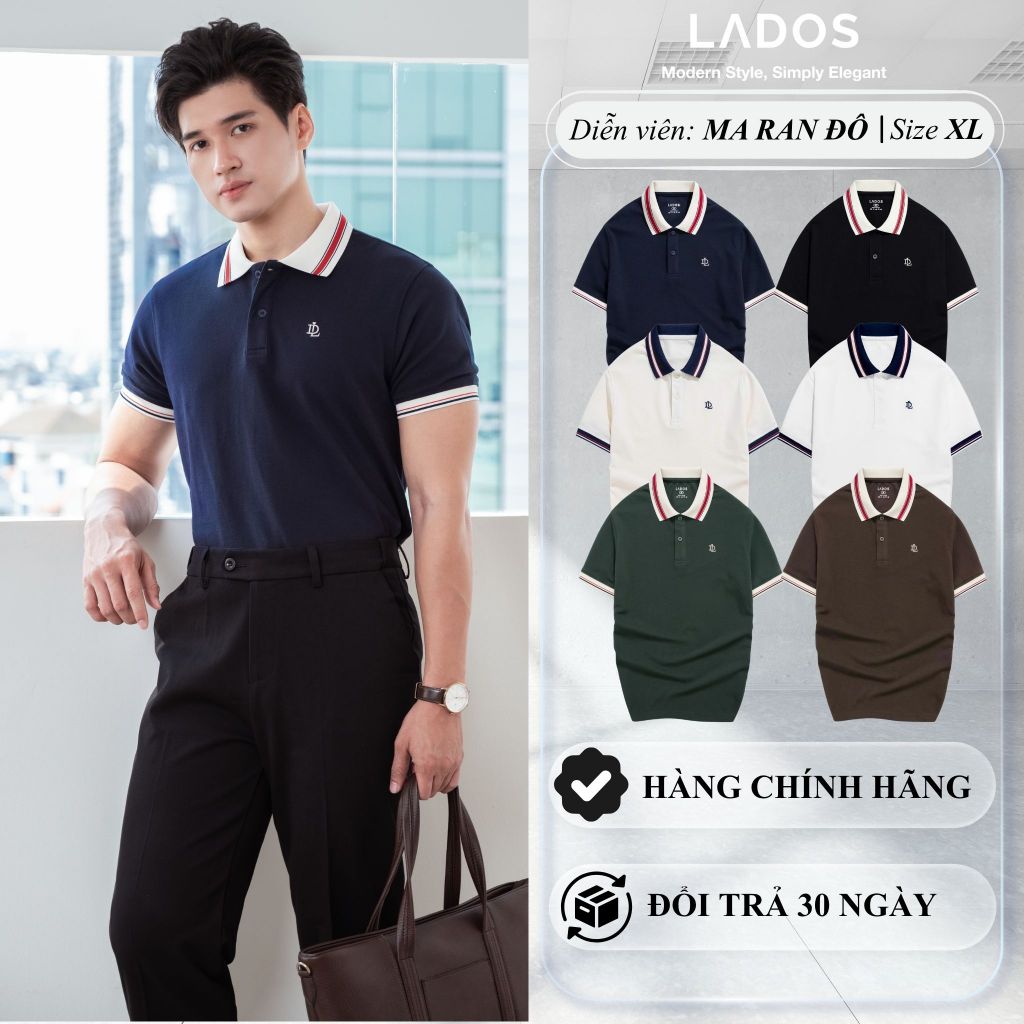 Áo thun polo ngắn tay thun cá sấu nam LADOS-9190 cổ phối bo chun form basic sang trọng thanh lịch