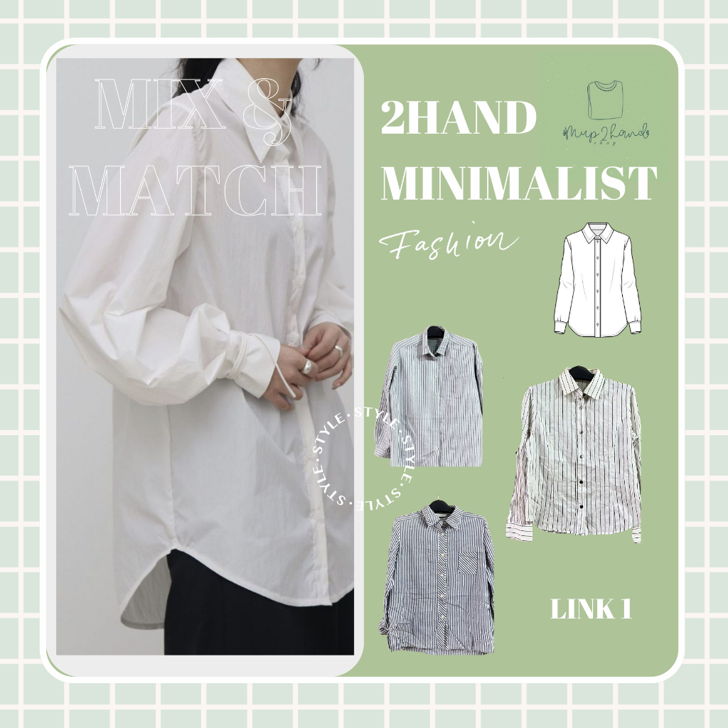 [2Hand] Áo Kiểu Nữ Minimalist Dáng Suông Tối Giản - Style công sở,thanh lịch (Caro 1)
