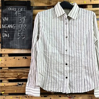 [2Hand] Áo Kiểu Nữ Minimalist Dáng Suông Tối Giản - Style công sở,thanh lịch (Caro 1)