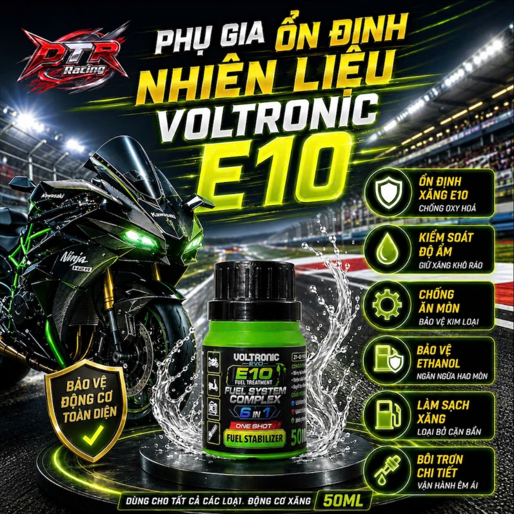 Phụ gia xăng Voltronic EVO E10 - Voltronic EVO Fuel System Complex [6 in 1] - E10 Treatment One Shot