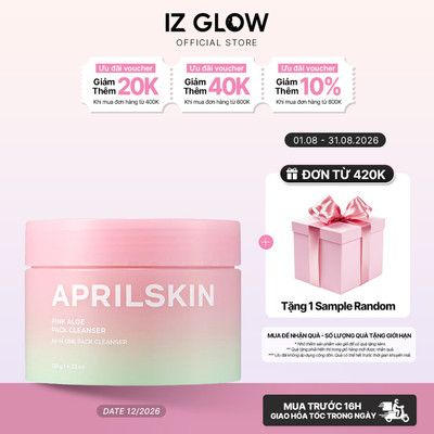 (SALE OFF) Mặt nạ rửa mặt bọt 4 trong 1 Aprilskin Pink Aloe Mask-to-Foam Soothing Cleanser 120g [Date 12/2026]