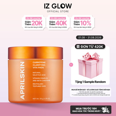 Toner Sạch Mụn Aprilskin Real Carrotene Vitamin Pad 135g 60 miếng