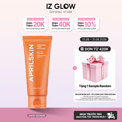(SALE OFF) Mặt nạ đất sét Aprilskin Carrotene Pore Clay Mask hỗ trợ làm sạch da 100g [Date 10/2026]