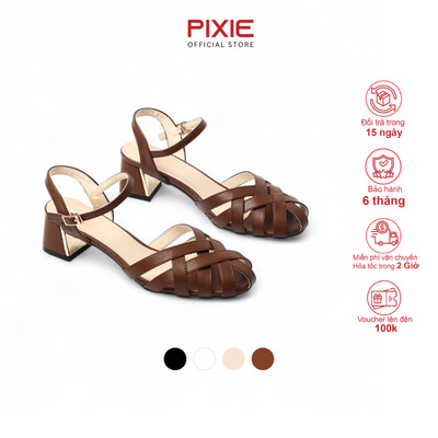 [Form to] Giày Sandal 5cm Đế Vuông Mũi Rọ Đan Dây Thời Trang Pixie H417