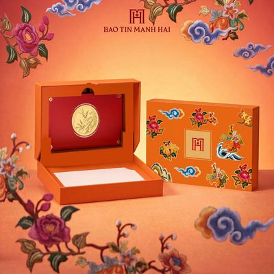 Đồng vàng 24K Phúc Lành Bình An 0.1 chỉ tặng kèm bao bì Tứ Quý Cát Tường - Bảo Tín Mạnh Hải
