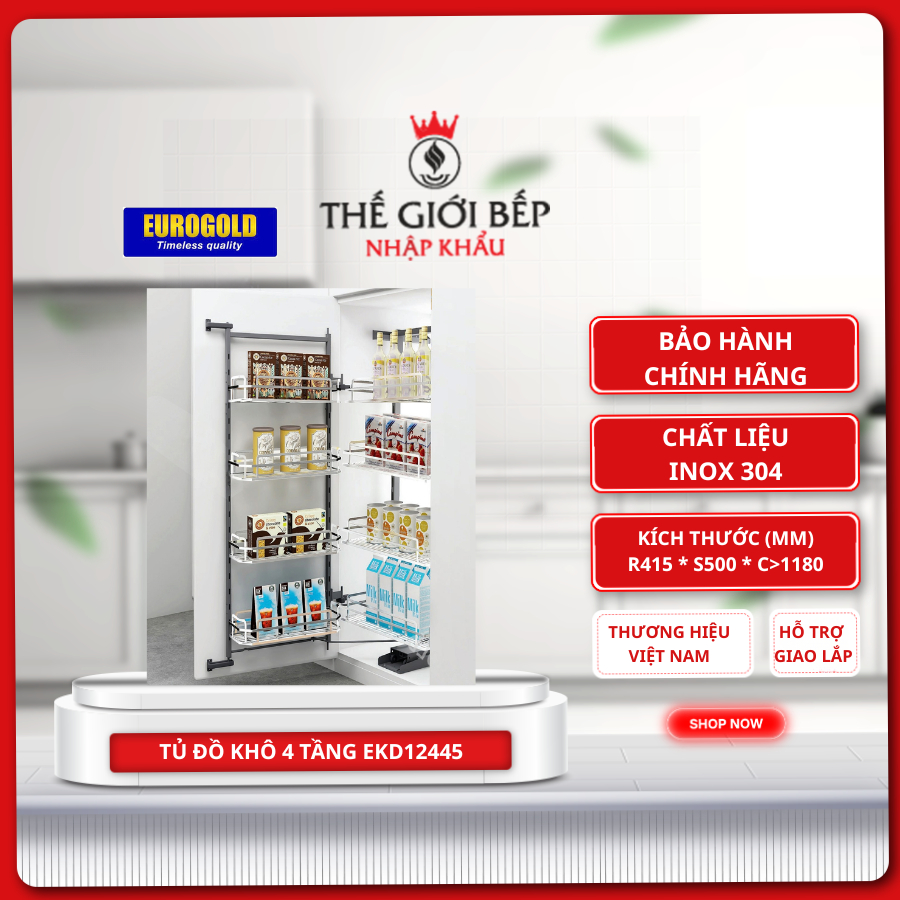 TỦ ĐỒ KHÔ EUROGOLD EKD12445/EKD12460/EKD12645 – NAN DẸT INOX 304 CÁNH MỞ