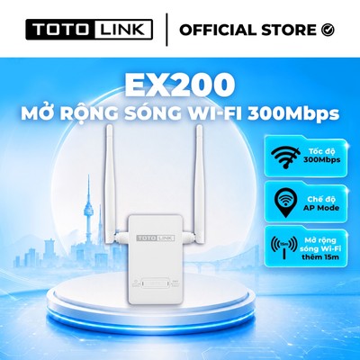 [Hoả Tốc]Bộ Kích Sóng Wifi Repeater Chuẩn N 300MBPS Totolink EX200 -Tăng Cường Tín Hiệu Wifi, Giải Quyết Vấn Đề Mất Sóng