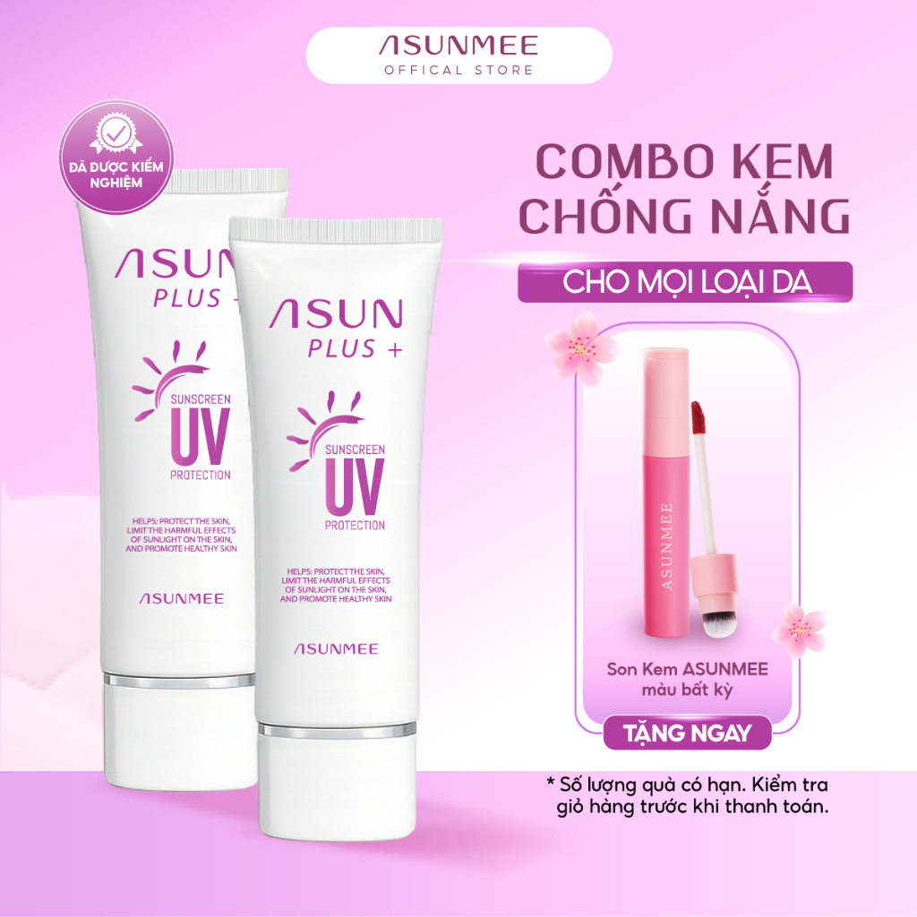 Combo Kem Chống Nắng Asun Nâng Tone, Kiềm Dầu, Chống UV – Mua 2 Tặng 1 Son