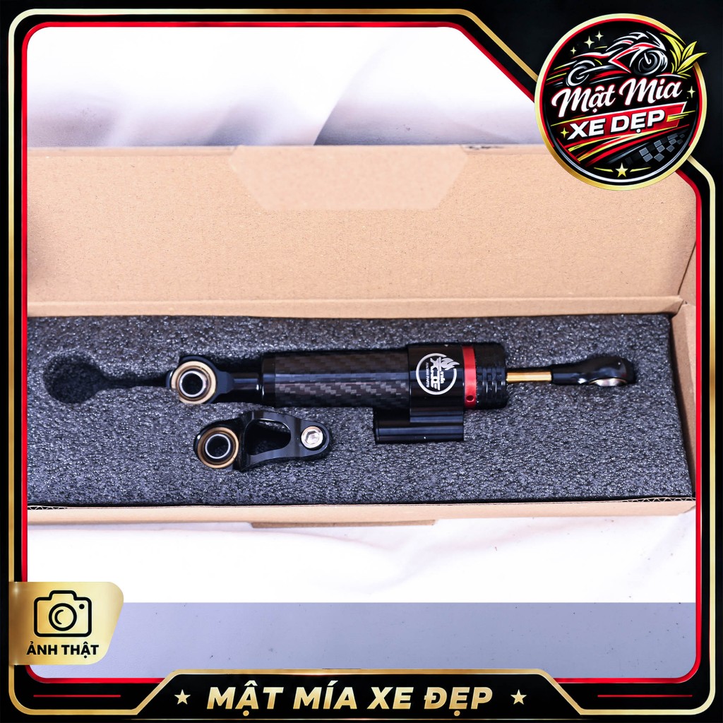 Trợ Lực Tay Lái Xe Máy 30mm Mẫu 1 Vân Carbon - Steering Damper Chỉnh Nặng Nhẹ Racing