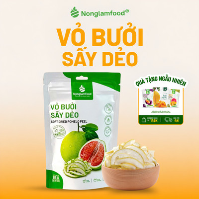 Vỏ Bưởi Sấy Dẻo NONGLAMFOOD Ít Ngọt Hàng Chuẩn Xuất Khẩu Loại 1 | Trái Cây Sấy Dẻo Túi 85g BDN85