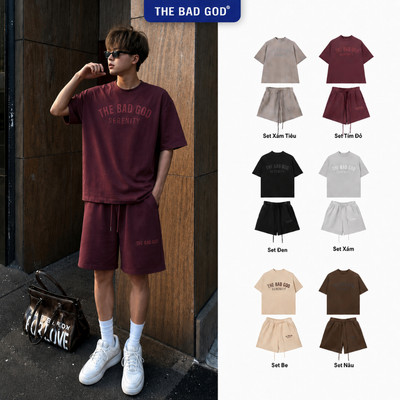 [Mua 2 Giảm 20%] Set Áo Thun Quần Đùi The Bad God Serenity Bold Unisex Dáng Rộng Mặc Đi Chơi Hằng Ngày