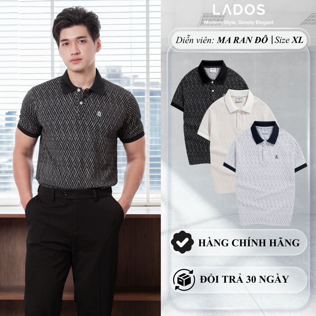 Áo Polo Nam Thun Dệt Diamond Họa Tiết Nhẹ LADOS-9235, Áo Form Pique Basic Cổ Đức Mát Mẻ, Thời Trang 