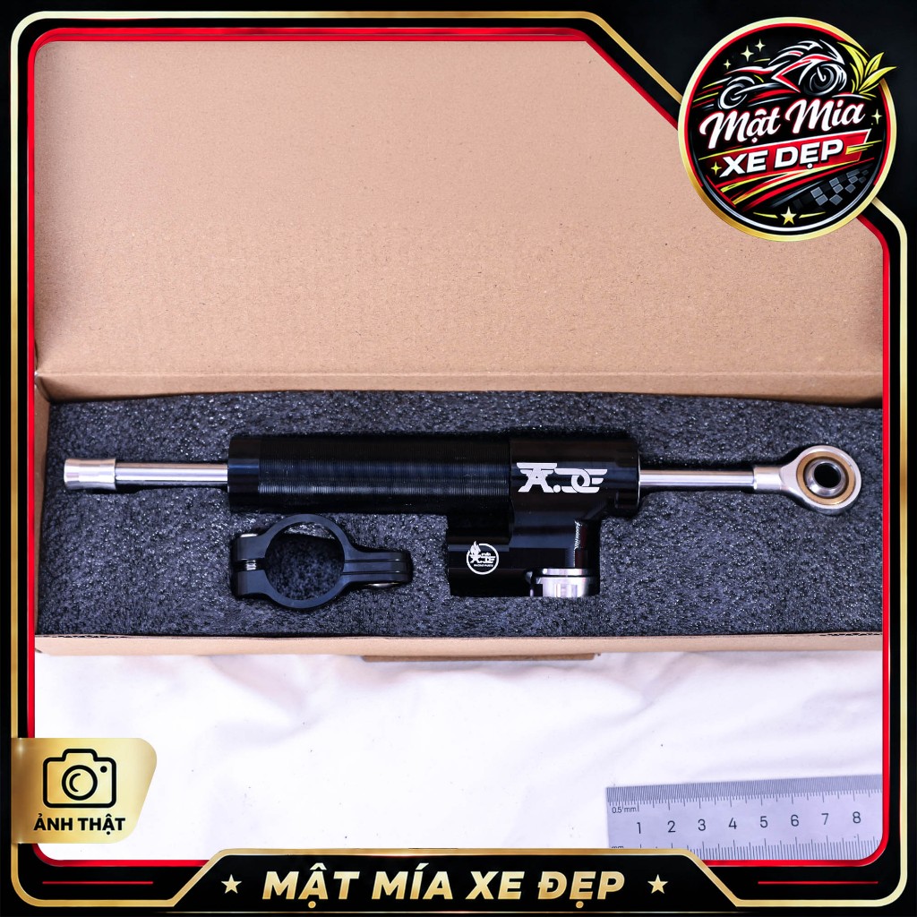 Trợ Lực Tay Lái Xe Máy 70mm Mẫu 1 Đen Bạc - Steering Damper Chỉnh Nặng Nhẹ Racing Độ Kiểng