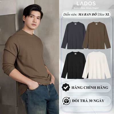 Áo Thun Dài Tay Nam Casual Màu Trơn LADOS-9241 Thun Dệt Kim Cao Cấp Form Đẹp Trẻ Trung Phong Cách Hàn Quốc
