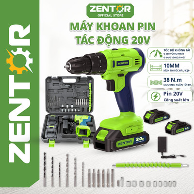 [Hỏa Tốc] Máy Khoan Pin Chính Hãng ZENTOR 20V - Máy Khoan Tác Động 3 Chức Năng Khoan-Bắt Vít-Khoan Búa