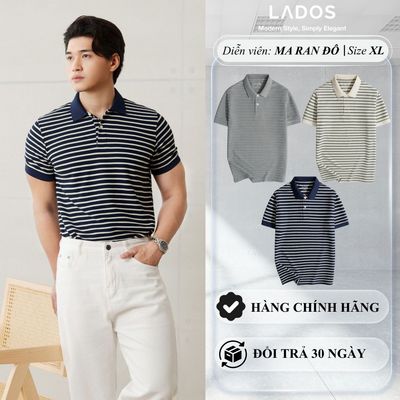 [DEAL MỞ BÁN] Áo Polo Dệt Kim Double Pique Kẻ Sọc LADOS - 9279 Vải Thoáng Mát, Form Regular Chuẩn Phong Cách Lịch Lãm