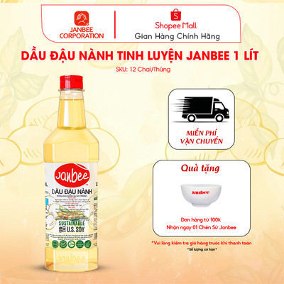 Dầu Đậu Nành Janbee Chai 1 Lít Nguyên Chất 100%, Không Trans Fat