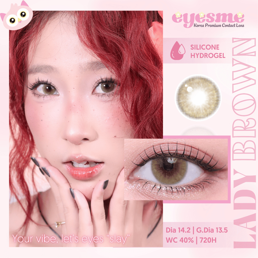 Lens Eyesme - Lady Brown - Lens màu nâu Tây - Kính áp tròng Hàn Quốc 0 độ và lens có độ cận