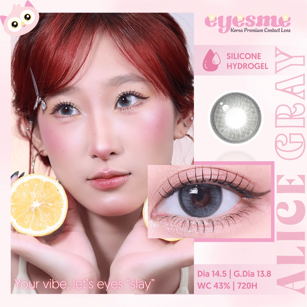 [Lens giãn tròng 14.5] Lens Eyesme - D. Alice Gray - Kính giãn tròng màu xám long lanh