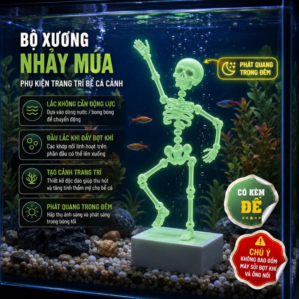 Skeleton Glow Mini Kèm Đế Decor Setup PC - Mô Hình Xương Phát Quang Góc Gaming