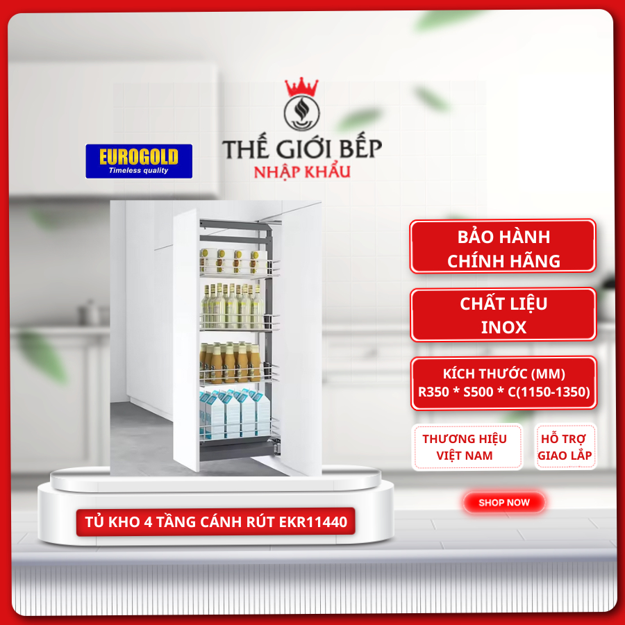 TỦ ĐỒ KHÔ EUROGOLD EKR11440/EKR11640 – INOX 304 NAN TRÒN CÁNH RÚT